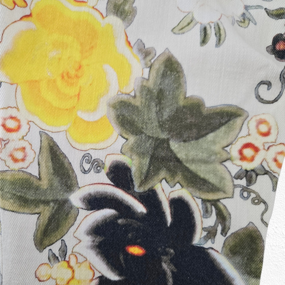 Etro Italy Floral Print Straight Leg Pants Multicolor Botanical Jeans Size 32 - Picture 8 of 10